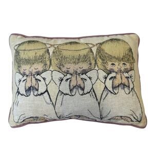 Riverdale Hallmark Decorative Throw Pillow 3 Angels Singing Pink Back 11" x 17"
